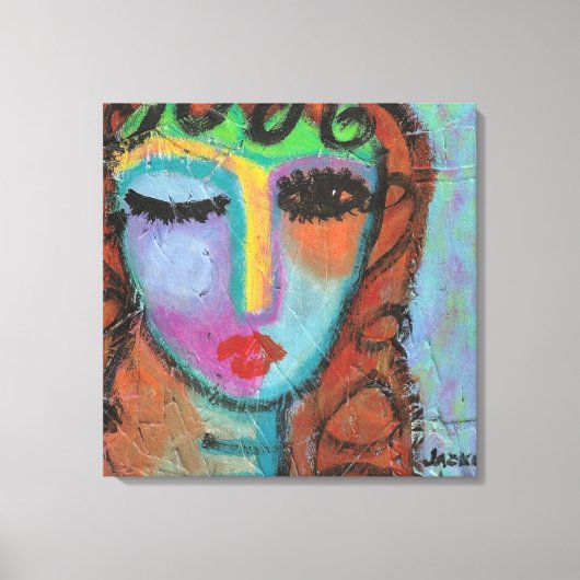 Curly Bangs Abstract Acrylverf op OSB Canvas Afdruk (Voorkant)