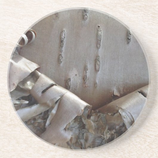 Curly Birch Bark Tree Rustic Zandsteen Onderzetter (Voorkant)