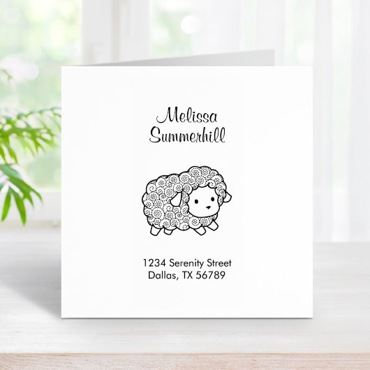 Curly Coat Little Sheep Ewe Adres Rubberstempel