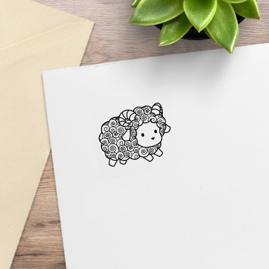 Curly Coat Little Sheep Ram 2 Rubberstempel