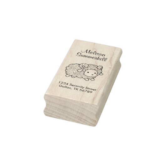 Curly Coat Little Sheep Ram Address Rubberstempel (Stempel)