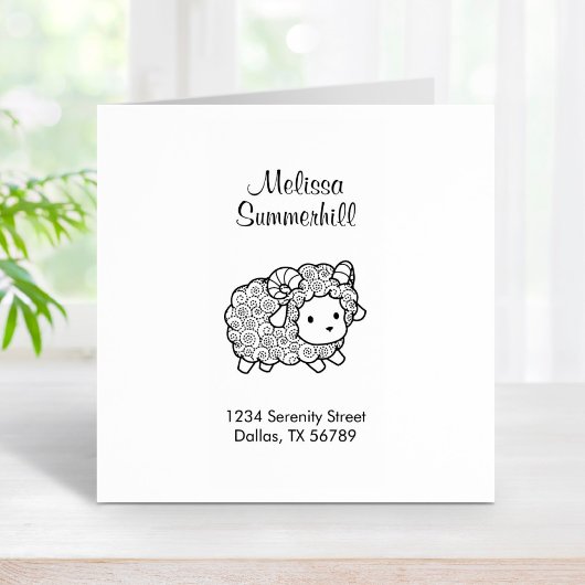 Curly Coat Little Sheep Ram Address Rubberstempel