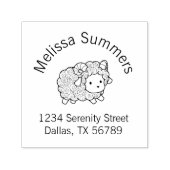 Curly Coat Little Sheep Ram Arch Address Zelfinktende Stempel (Design)