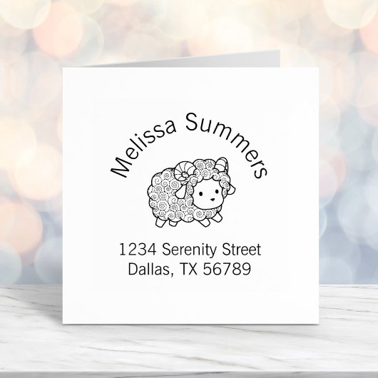 Curly Coat Little Sheep Ram Arch Address Zelfinktende Stempel
