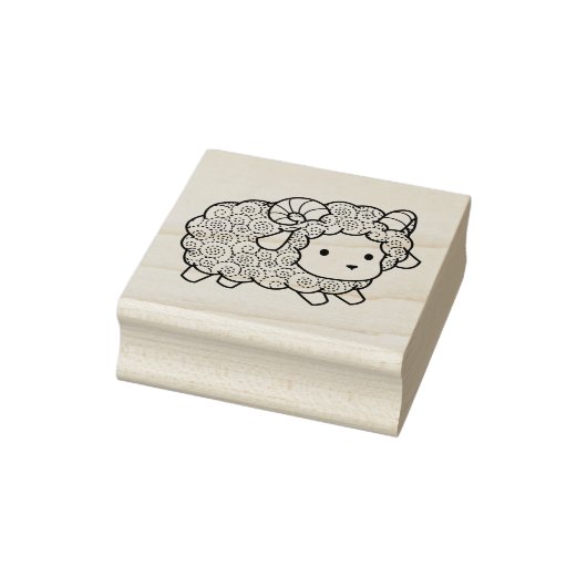 Curly Coat Little Sheep Ram Rubberstempel (Stempel)