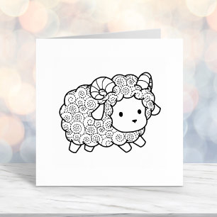 Curly Coat Little Sheep Ram Zelfinktende Stempel