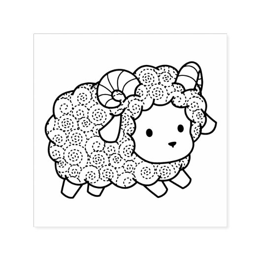 Curly Coat Little Sheep Ram Zelfinktende Stempel (Design)