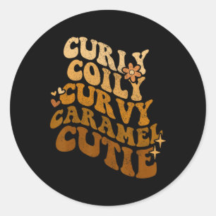 Curly Coily Curvy Caramel Cutie Afro Black Hair Ronde Sticker