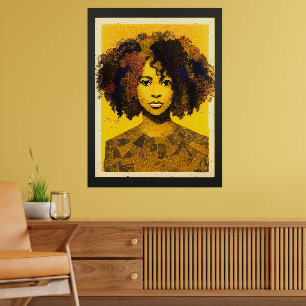Curly Hair Afro-Amerikaanse Vrouw Collage Poster