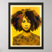 Curly Hair Afro-Amerikaanse Vrouw Collage Poster (Voorkant)