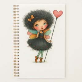 Curly Hair Fairy Girl Watercolor Planner