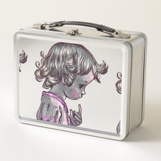 Curly Hair Girl metalen lunchbox (Voorkant)
