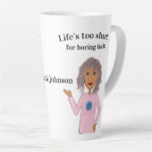 Curly Hair, het leven is te kort. Latte Mok (Rechterhoek)