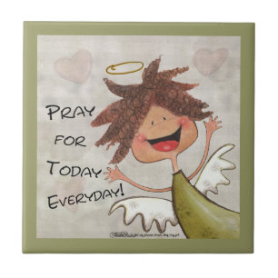 Curly Haire Angel-Pray voor vandaag, elke dag! Tegeltje
