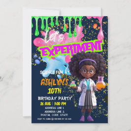 Curly-Haired Girl Scientist Fun Science Verjaardag Kaart