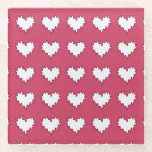 Curly Heart White op donkerroze Drink Onderzetter