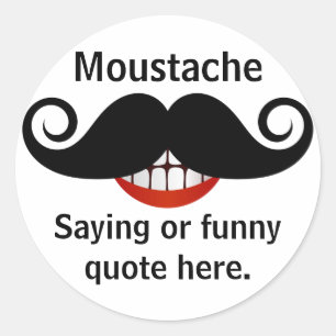 Curly Mustache Grin en Tekst Ronde Sticker
