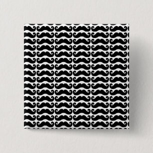 Curly Mustache Vierkante Button 5,1 Cm