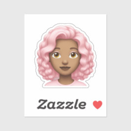 Curly Pink-Haired Emoji Sticker