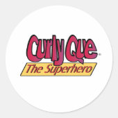 Curly Que de superheld Ronde Sticker (Voorkant)