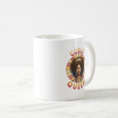 Curly Queen Afro-Amerikaanse vrouw retro golvend Koffiemok (Voorkant rechts)