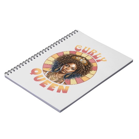 Curly Queen Afro-Amerikaanse vrouw retro golvend Notitieboek (Linkerzijde)