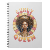 Curly Queen Afro-Amerikaanse vrouw retro golvend Notitieboek (Voorkant)