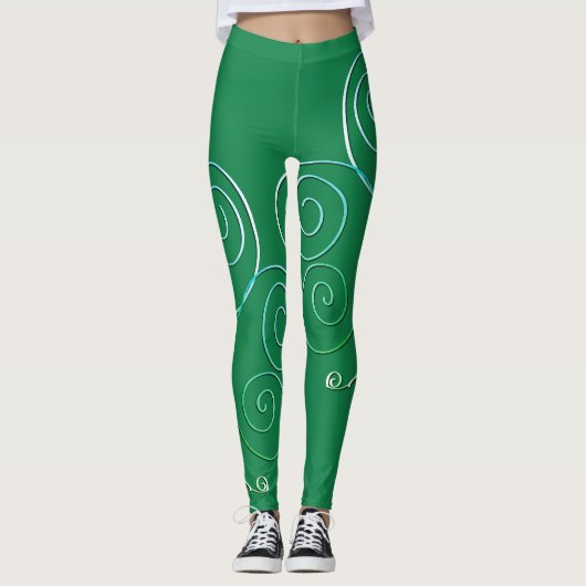 Curly Shamrock St. Patrick's Green Leggings (Devant)