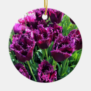 Curly Sue Paarse Tulips, Oregon Keramisch Ornament