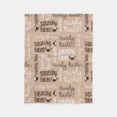 Curly Tail, Squishare Faces Pug Fleece Blanket Tan (Voorkant)