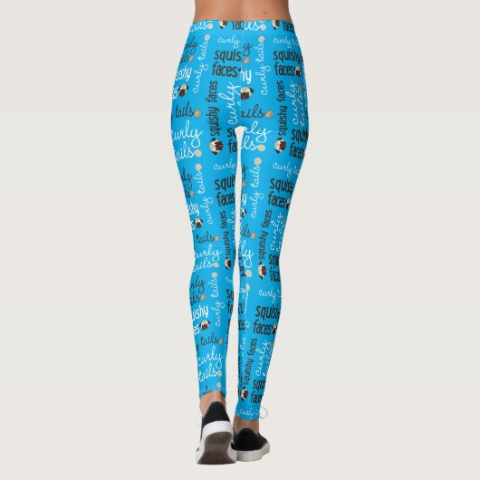 Curly Tail Squishy Faces Pug Text Pattern Leggings (Achterkant)