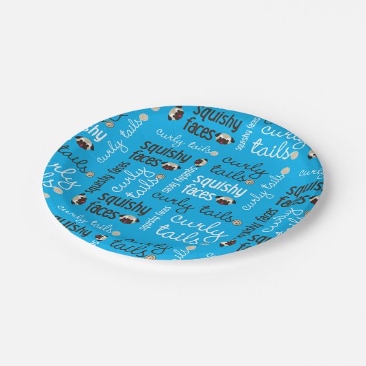 Curly Tails Squishy Faces Pug Party Papieren Bordje (Gekanteld)