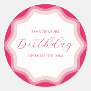 Curly Wavy Roze Retro 21e Verjaardag Sticker