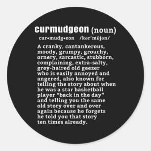 Curmudgeon (bysketbyll versie) Fun Senior Citizen Ronde Sticker