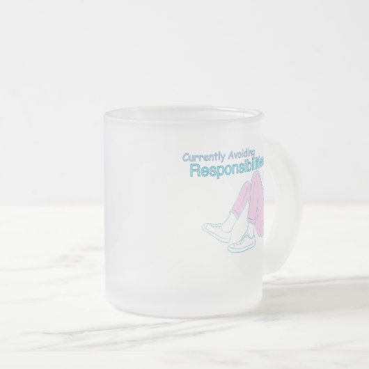 Currently Avoiding Responsibilities | Funny Minima Matglas Koffiemok (Voorkant rechts)