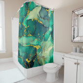 Currents of translucent hues, snaking metallic swi douchegordijn (In situ)