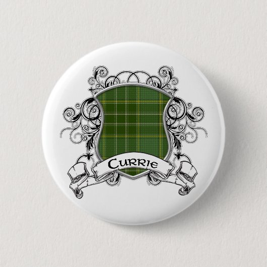 Currie Tartan Shield Ronde Button 5,7 Cm (Voorkant)