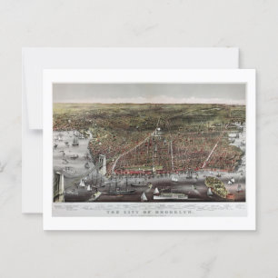 Currier en Ives print van Brooklyn, 1886 Briefkaart