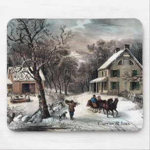 Currier & Ives American Homestead Winter Mousepad Muismat