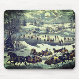 Currier & Ives' Central Park in de winter Muismat
