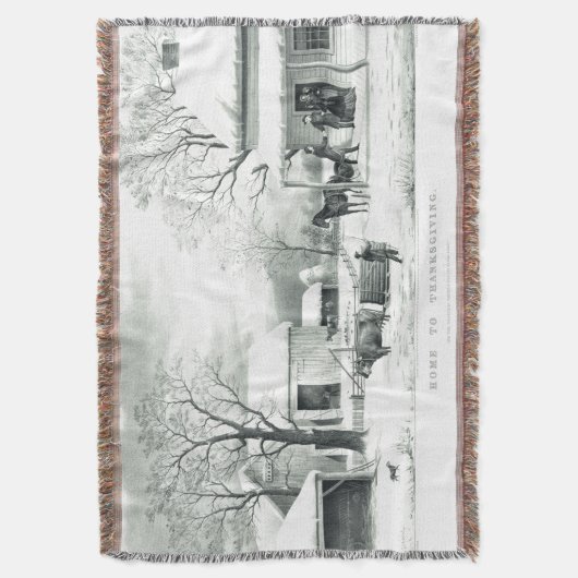 Currier Ives Country Thanksgiving Thlanket Blanket Deken (Voorkant Verticaal)