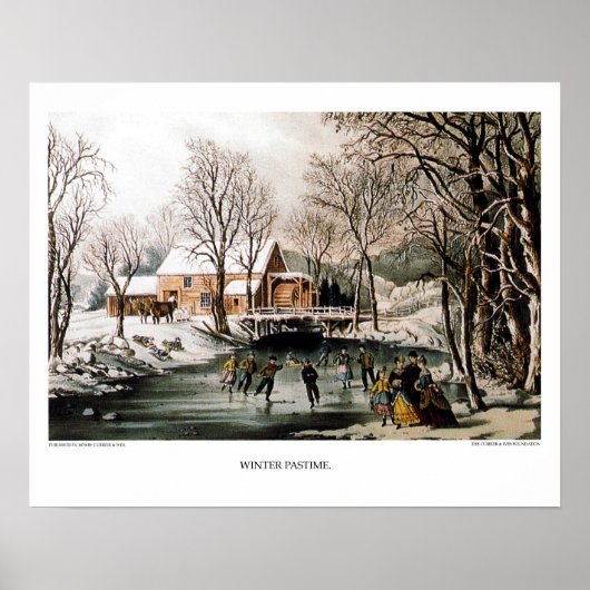 Currier & Ives Lithograaf: Winterpastijd Poster (Voorkant)