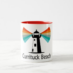 Currituck Beach Lighthouse Regenboog Tweekleurige Koffiemok