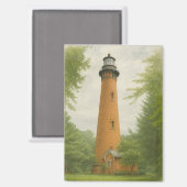 Currituck Beach Lighthouse Watercolor Magneet (Voorkant / Achterkant)