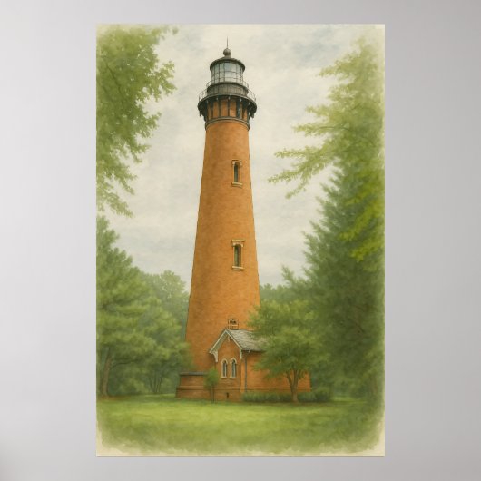 Currituck Beach Lighthouse Watercolor Poster (Voorkant)