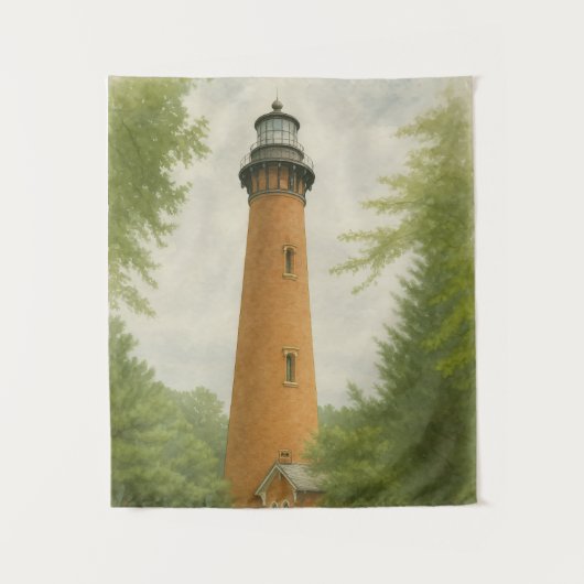 Currituck Beach Lighthouse Watercolor Wandkleed (Voorkant)
