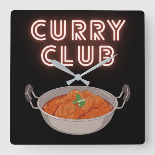 Curry Club Vierkante Klok (Voorkant)