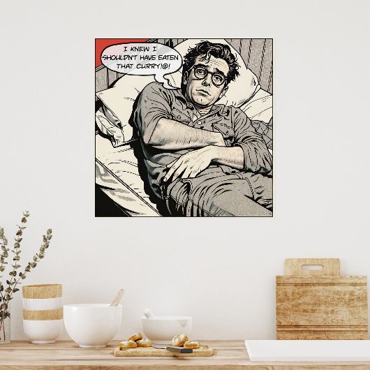 Curry Eating 1950's Comic Poster (Cuisine)
