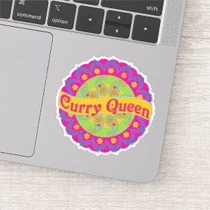 Curry Queen Indisch Patroon, Spicy Food, Chef Sticker