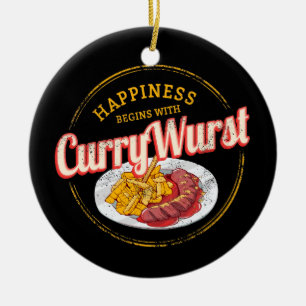 Currywurst Retro Worst Antieke Franse Frites Keramisch Ornament
